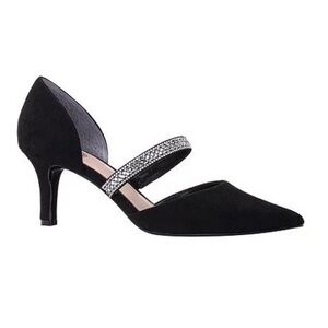 I Miller black heels with crystal strap
